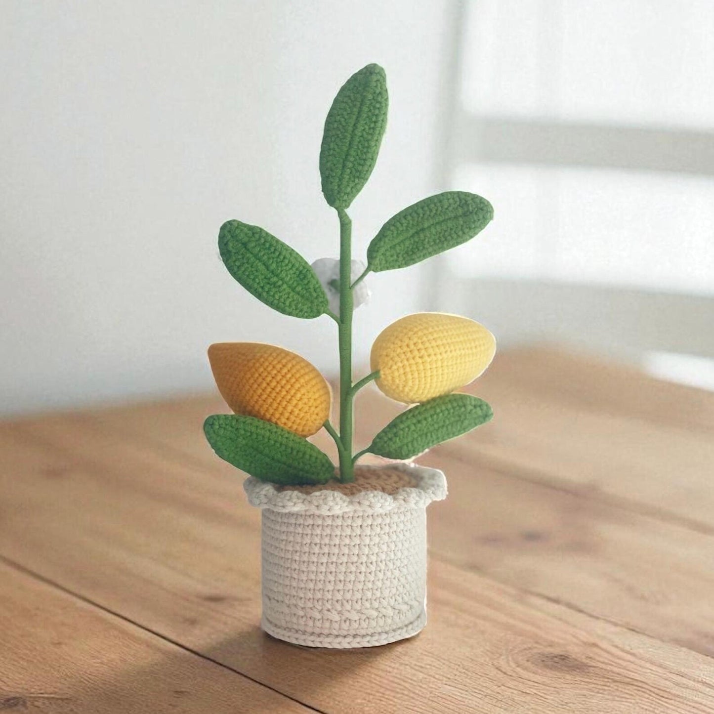 Crochet Mango Plant in Pot – Handmade Gift Decor