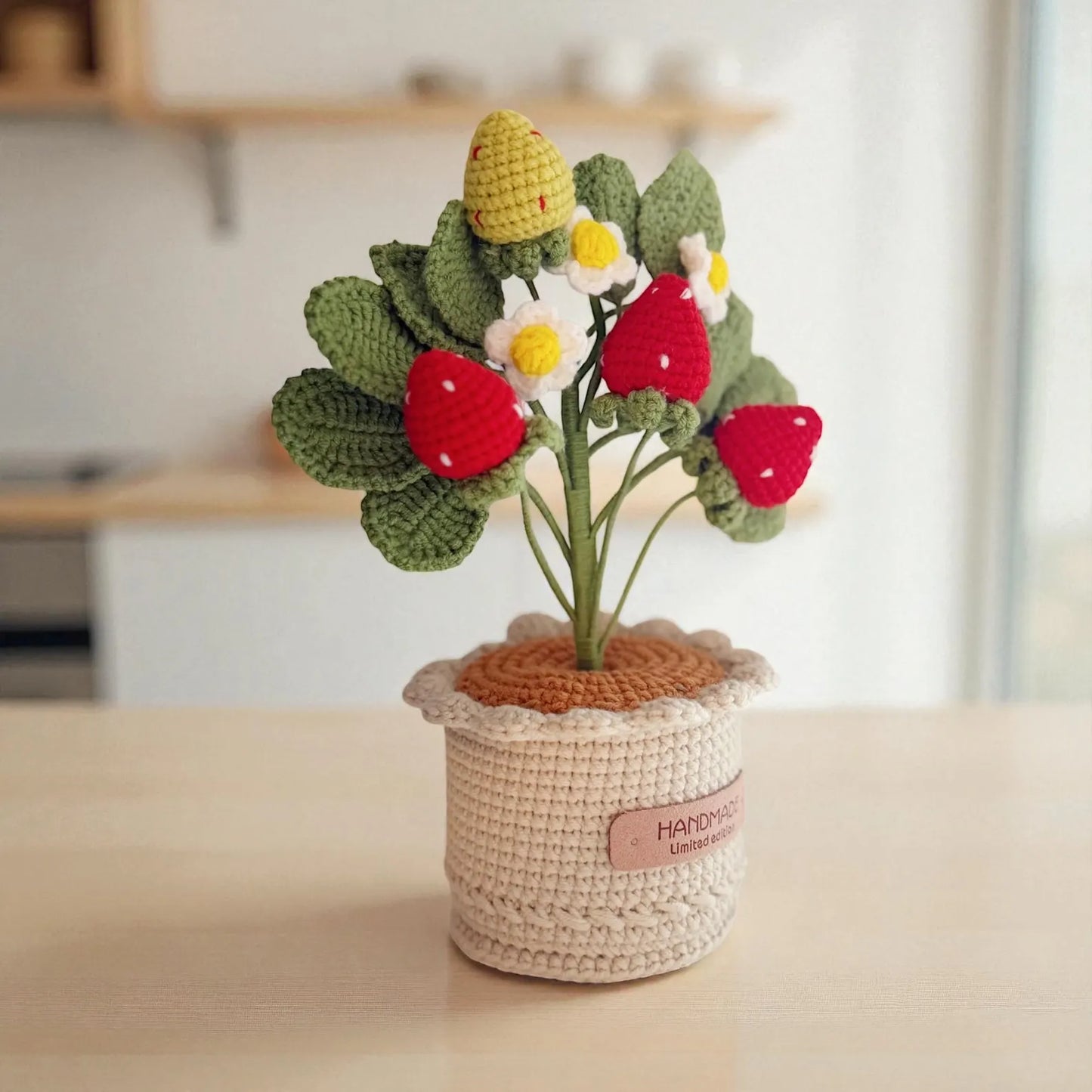 Crochet Strawberry Tree in Pot – Handmade Gift Decor