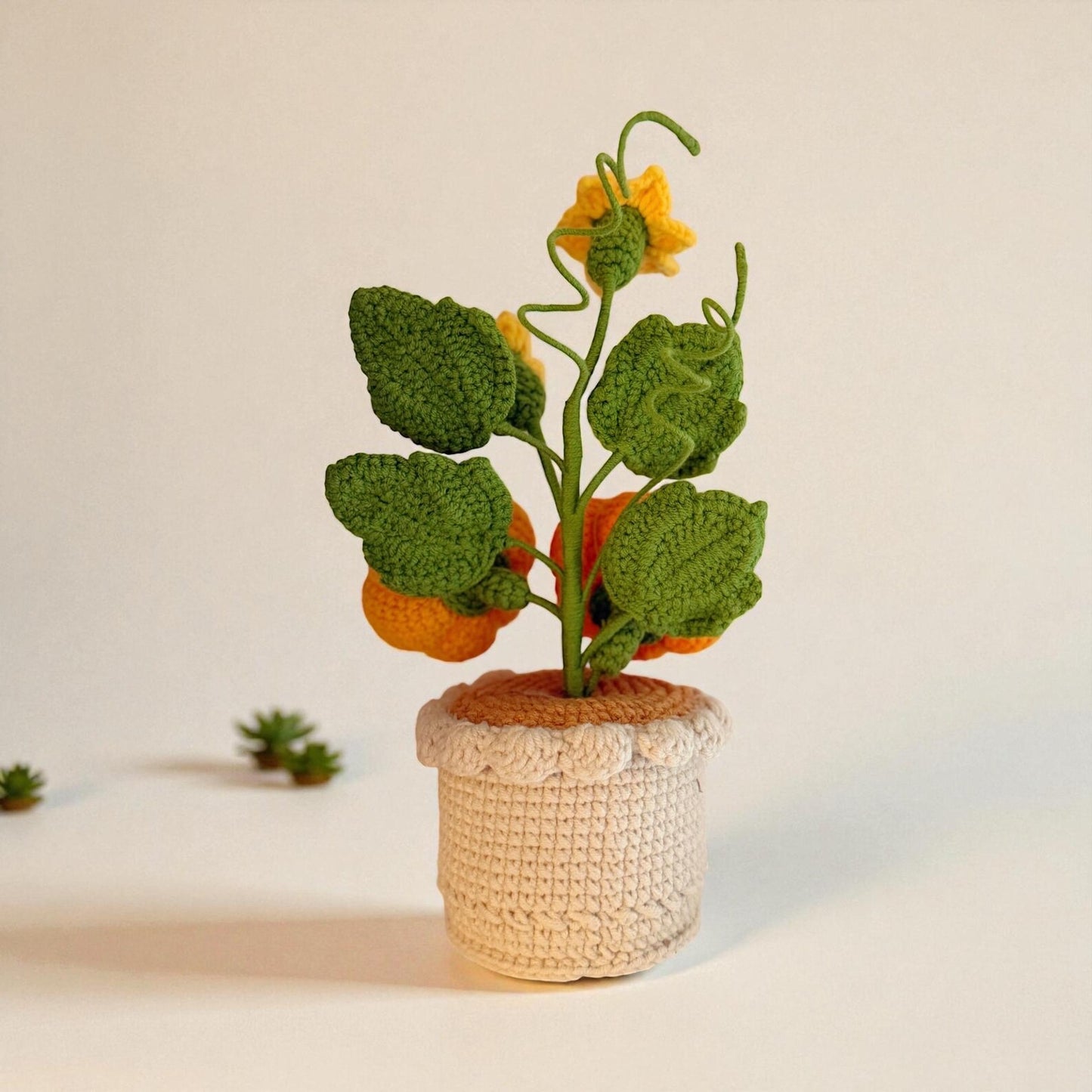 Crochet Pumpkin Tree in Pot – Handmade Gift Decor