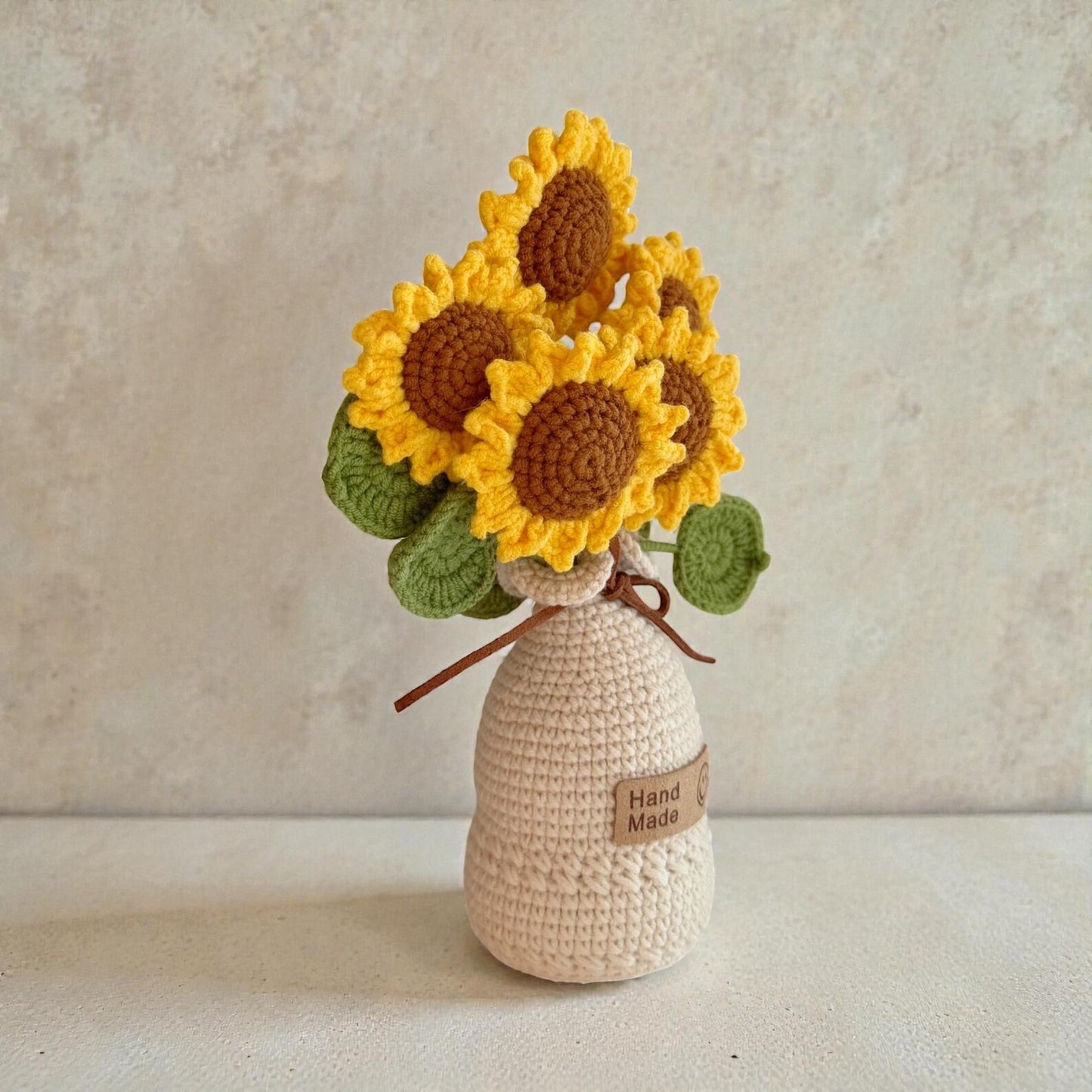 Crochet Orange Sunflowers Flower in Yarn Vase/Pot – Handmade Gift Decor