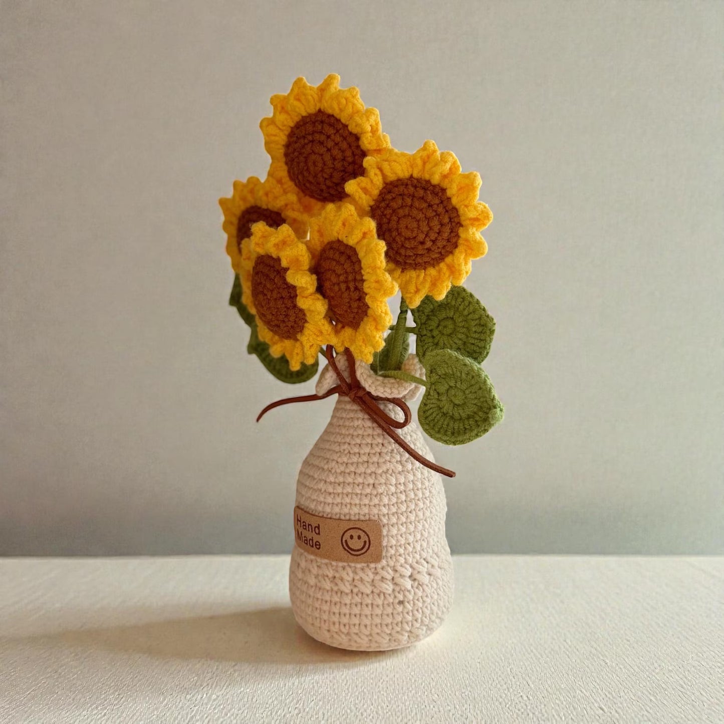 Crochet Orange Sunflowers Flower in Yarn Vase/Pot – Handmade Gift Decor