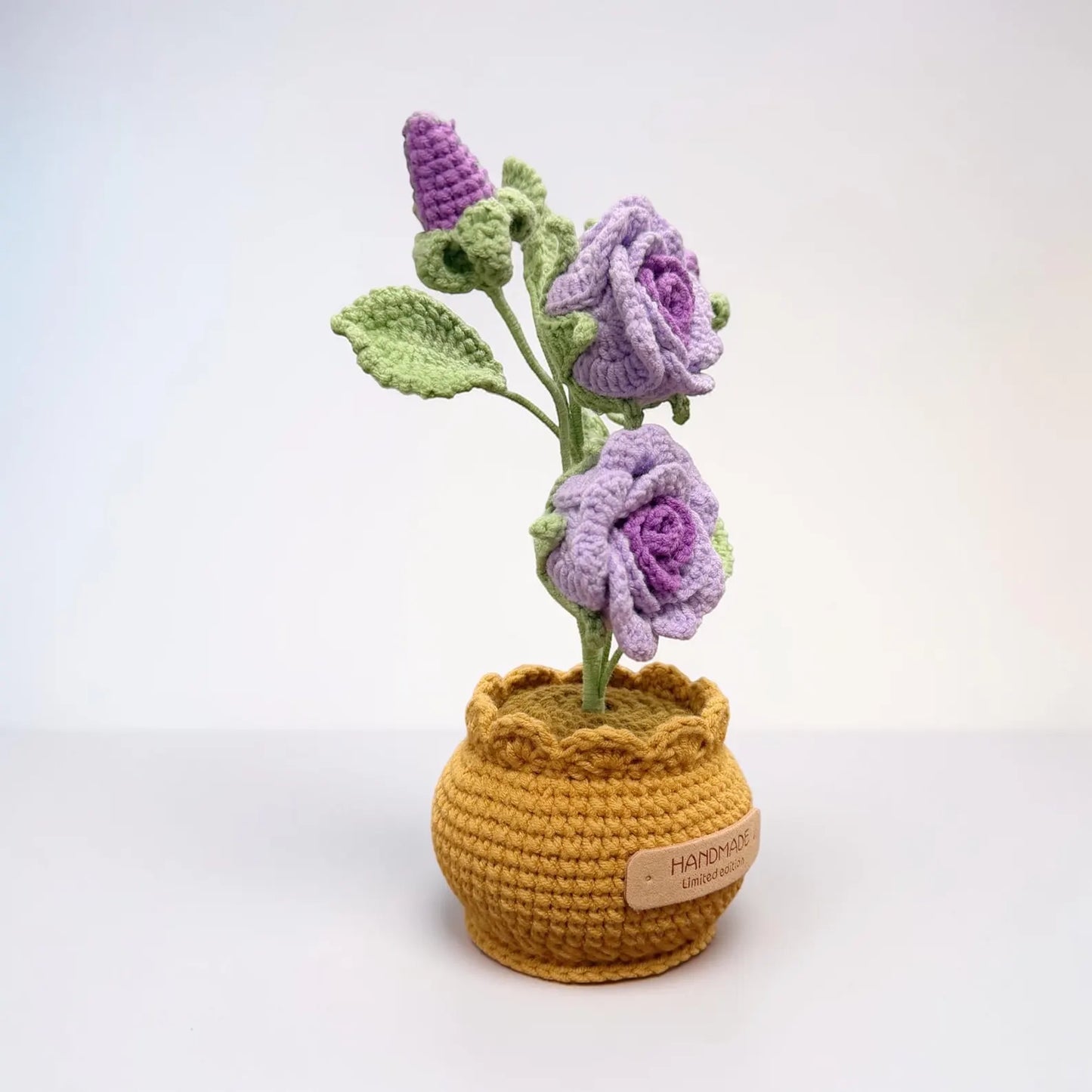 Crochet Purple Rose in Pot – Handmade Gift Decor
