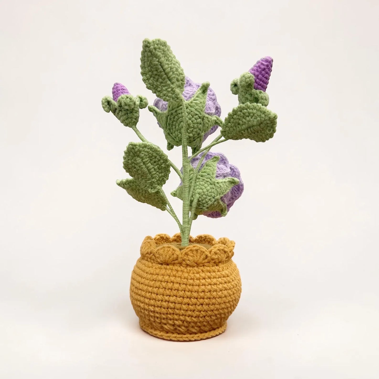 Crochet Purple Rose in Pot – Handmade Gift Decor