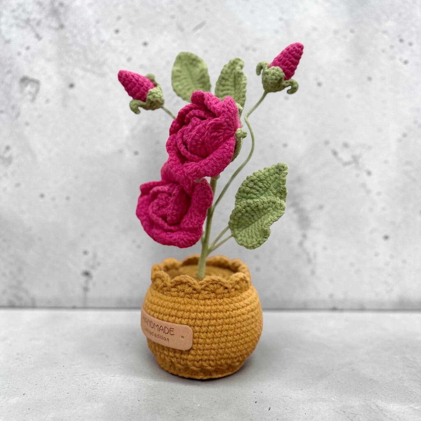 Crochet Fuchsia Rose in Pot – Handmade Gift Decor