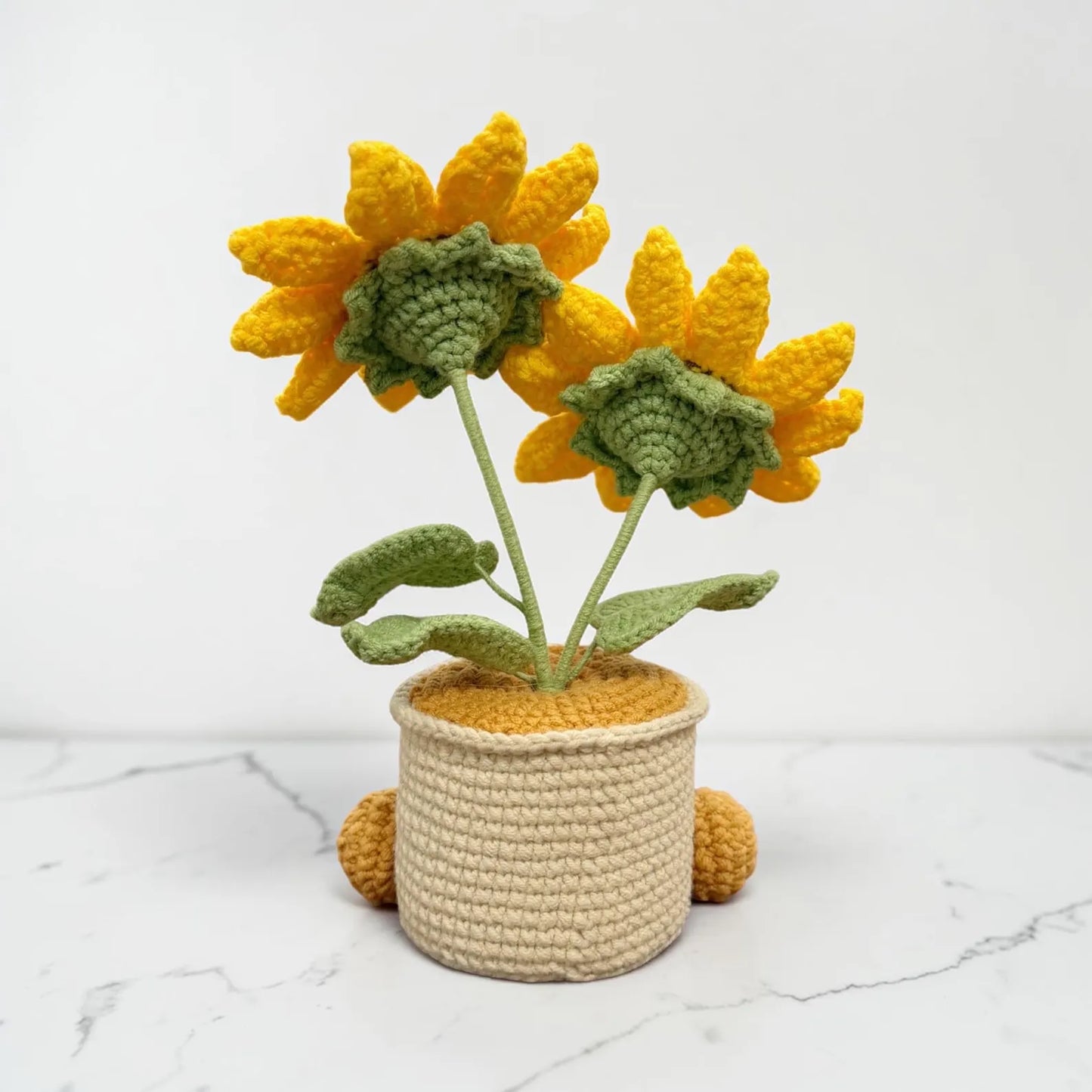 Crochet Sunflower in Pot – Handmade Gift Decor, Unique Smiley Decor
