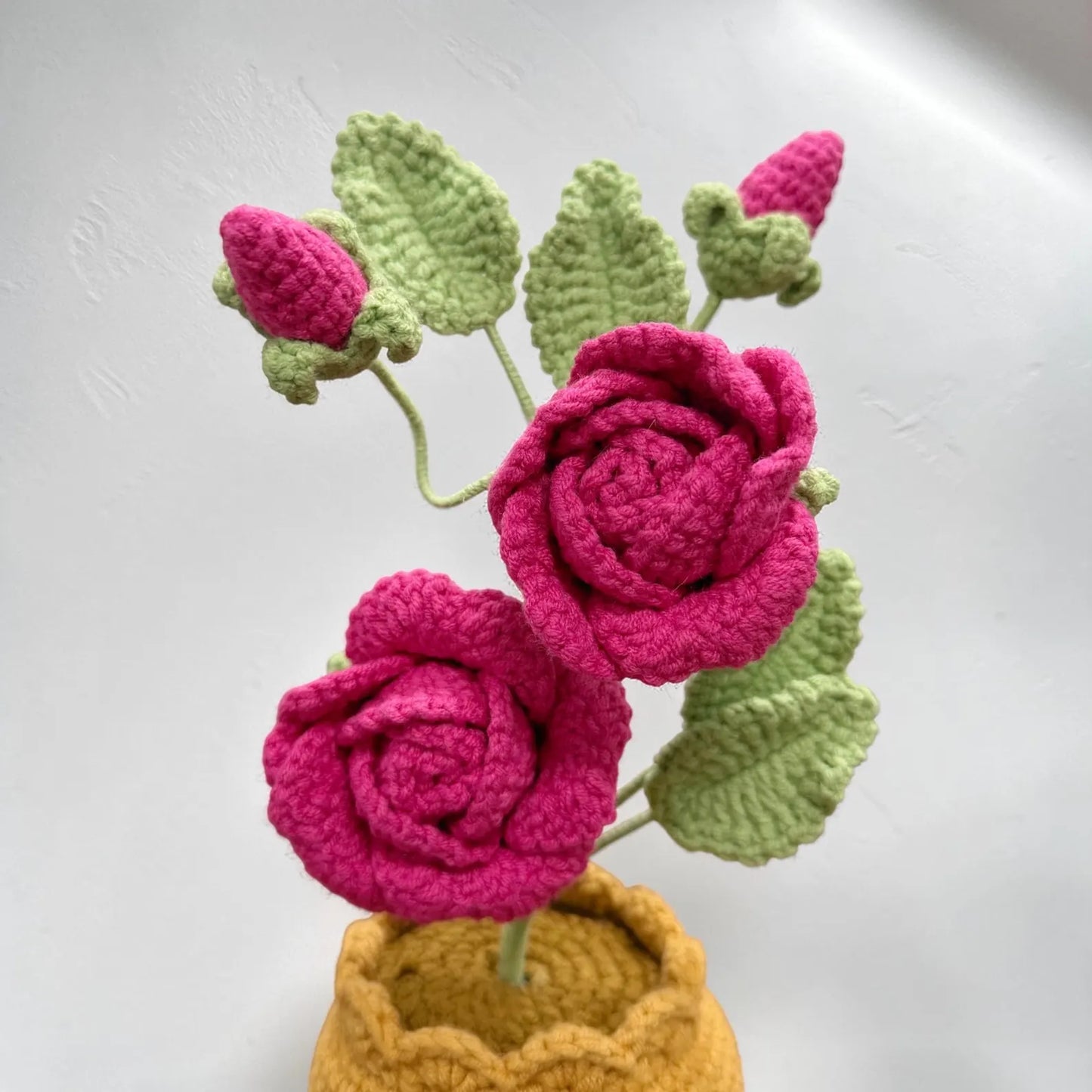 Crochet Fuchsia Rose in Pot – Handmade Gift Decor