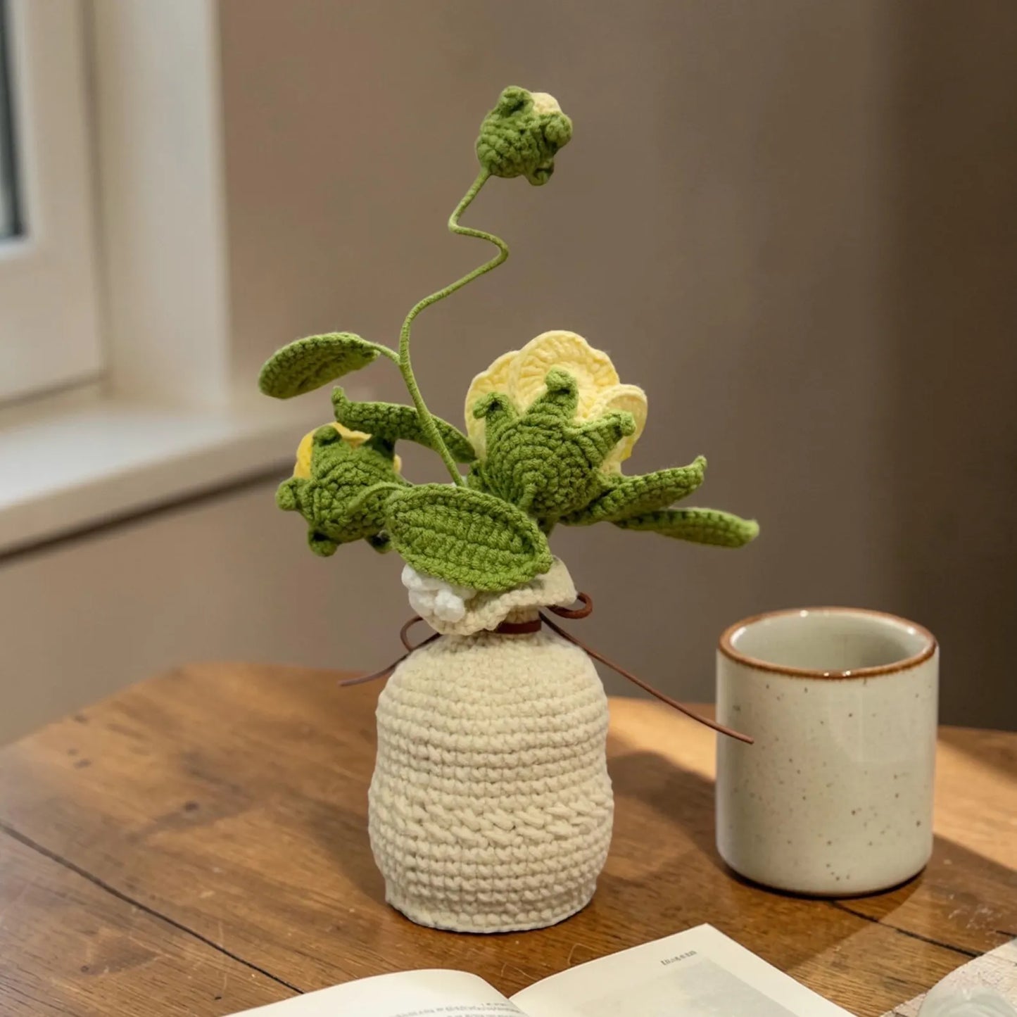 Crochet Orange Rose in Pot – Handmade Gift Decor