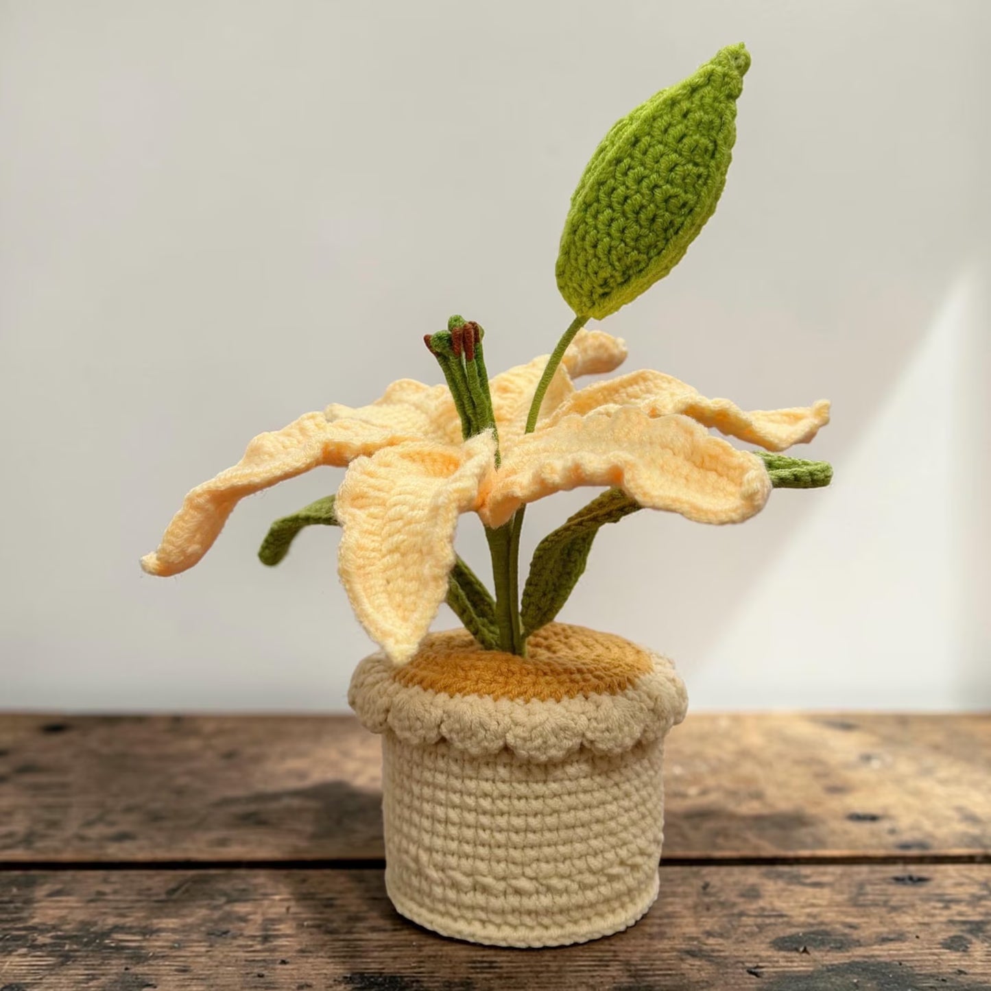 Crochet  Buttercream Lily in Pot – Handmade Gift Decor