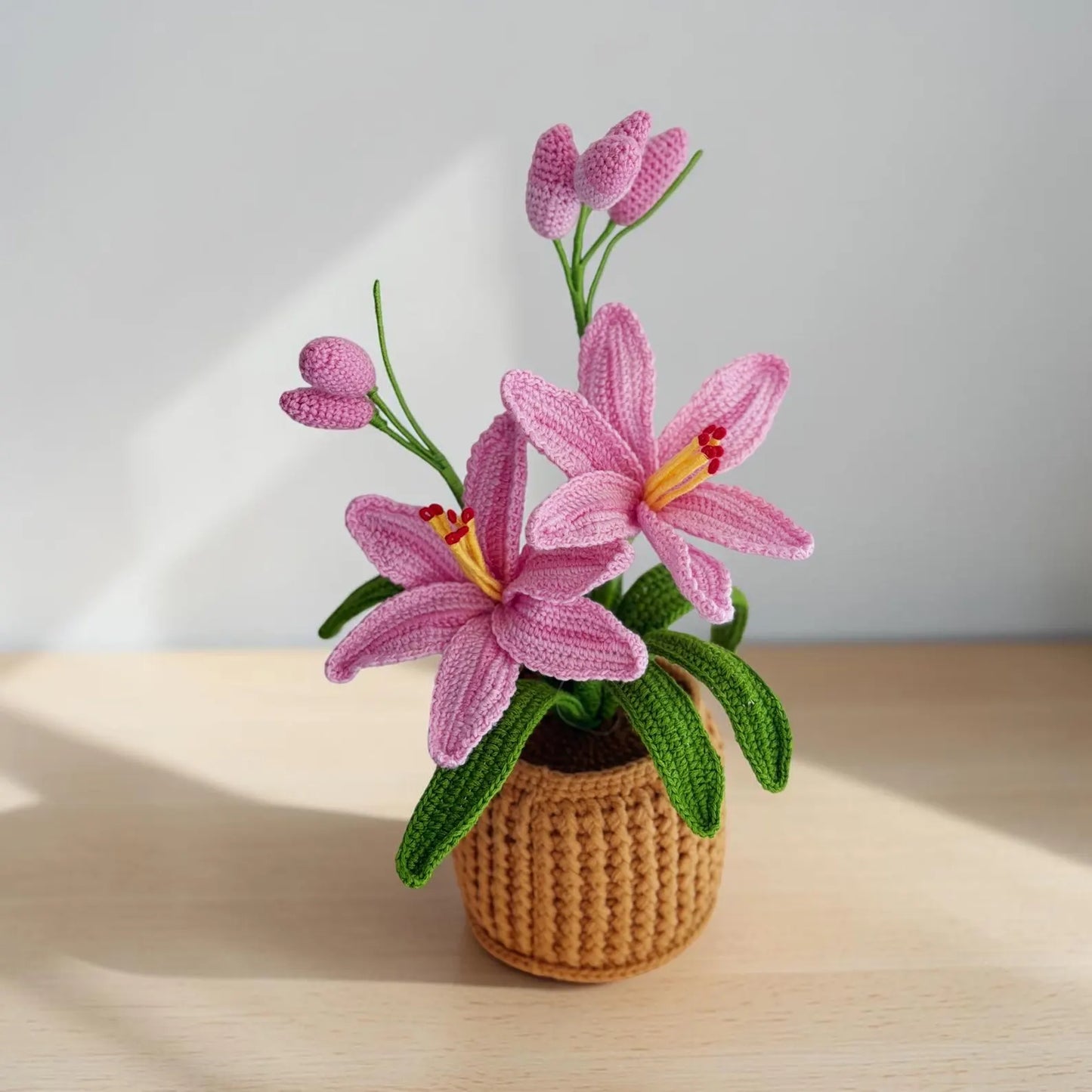 Crochet Dark Pink Orchid in Pot – Handmade Gift Decor