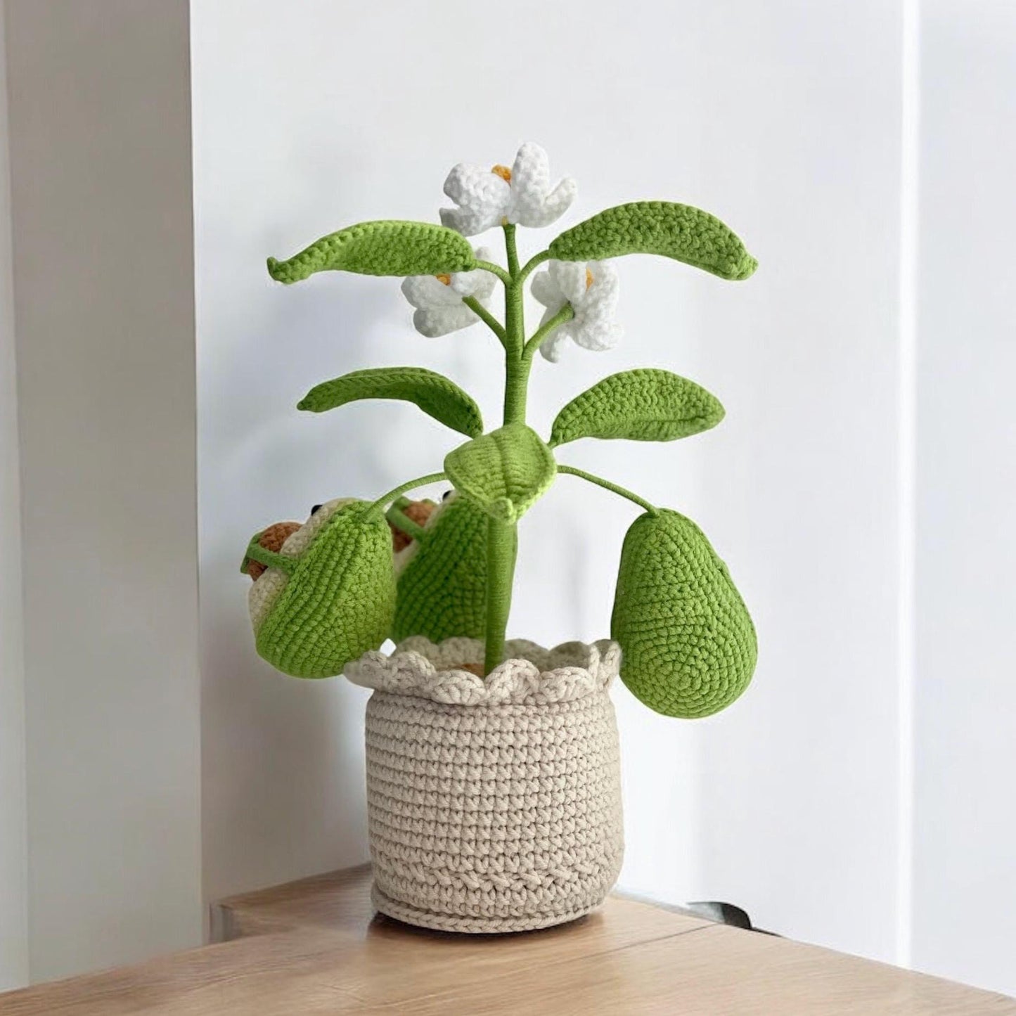 Crochet Avocado Plant Tree in Pot – Handmade Gift Decor