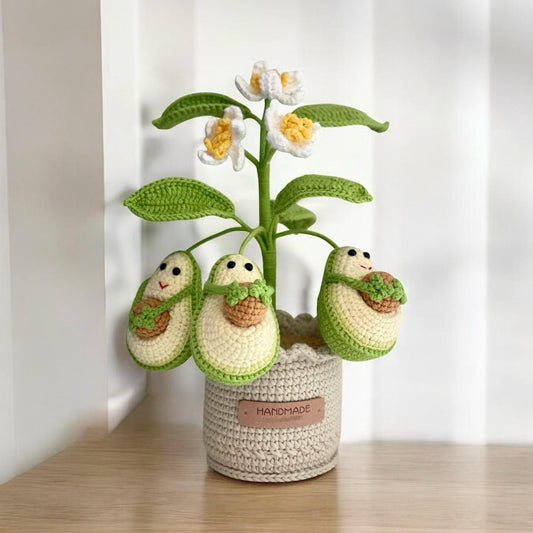 Crochet Avocado Plant Tree in Pot – Handmade Gift Decor