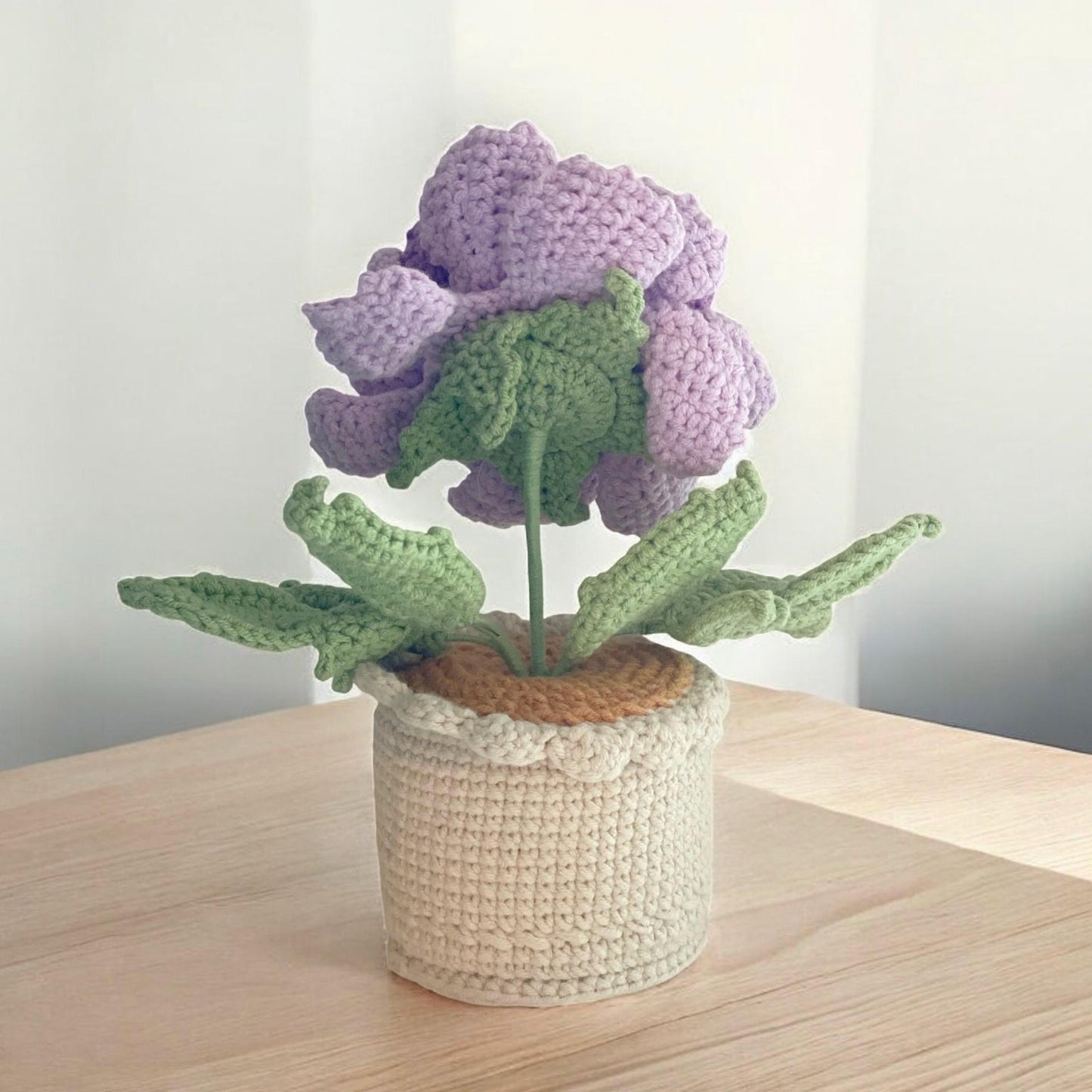 Crochet Purple Peony in Pot – Handmade Gift Decor