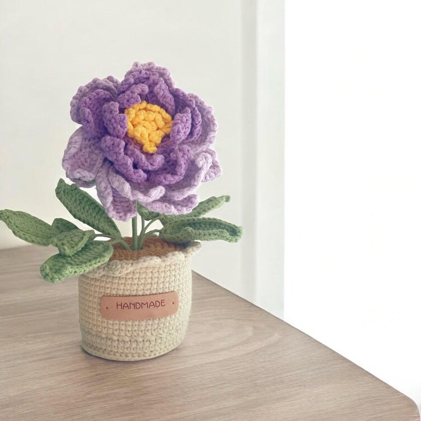 Crochet Purple Peony in Pot – Handmade Gift Decor