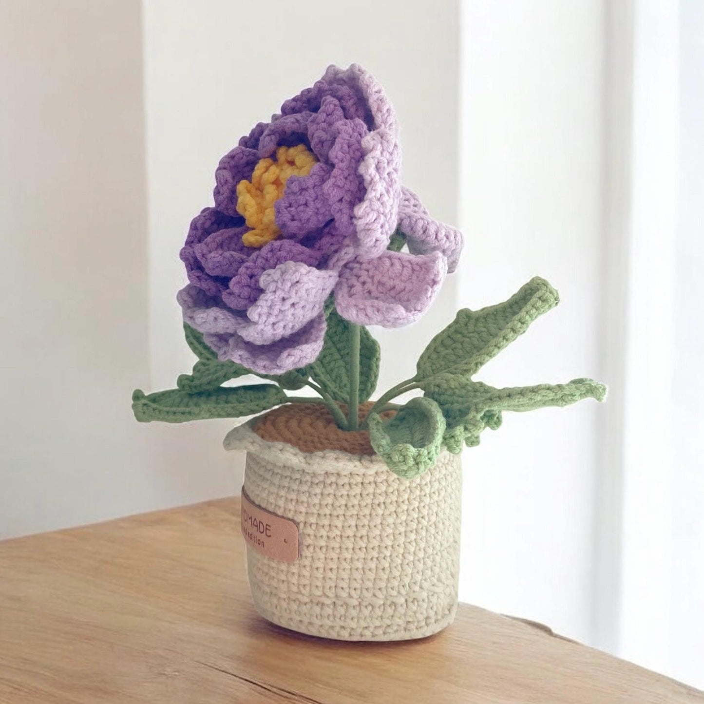 Crochet Purple Peony in Pot – Handmade Gift Decor