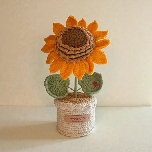 Crochet Sunflower in Pot – Handmade Gift Decor