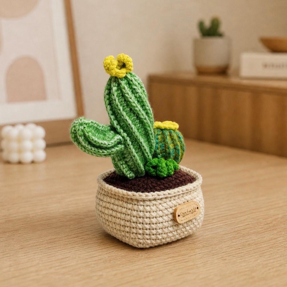 Crochet Cactus in Pot – Handmade Gift Decor