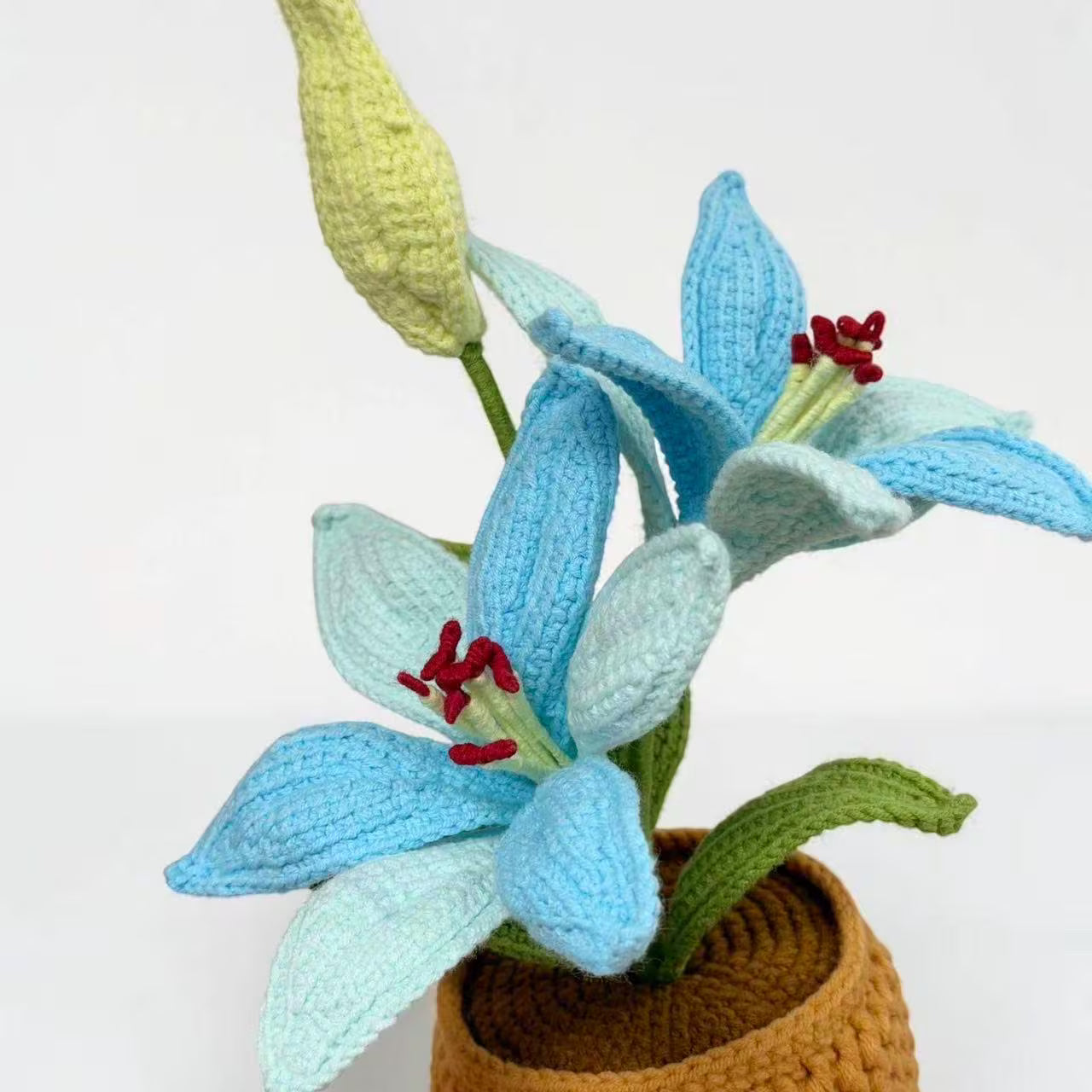 Crochet Blue Lily in Pot – Handmade Gift Decor