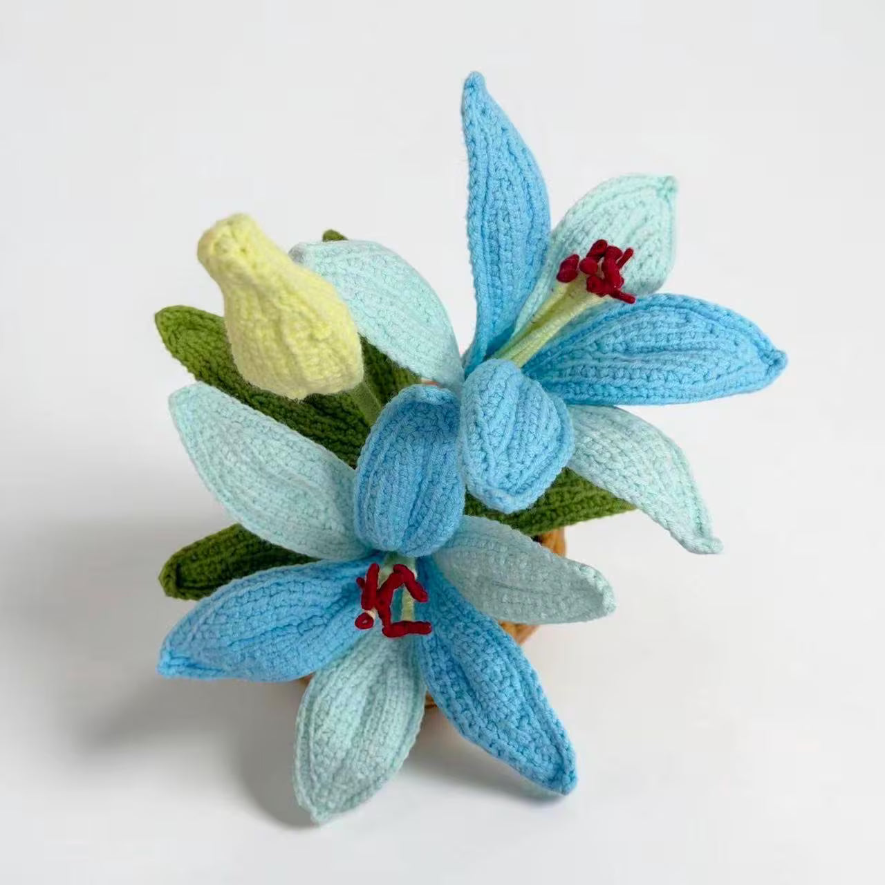 Crochet Blue Lily in Pot – Handmade Gift Decor