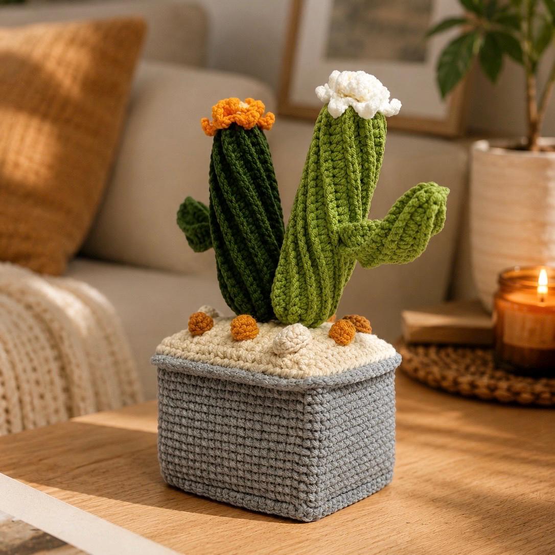 Crochet Cactus in Pot – Handmade Gift Decor