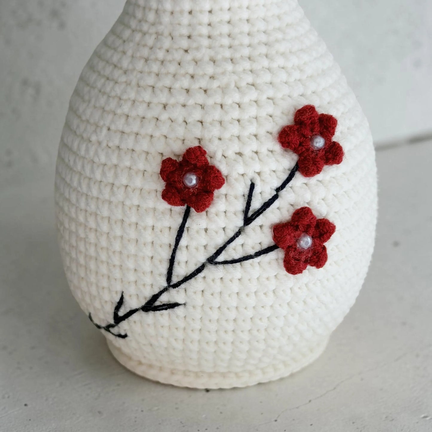 Crochet Dark Red Rose in Pot – Handmade Gift Decor